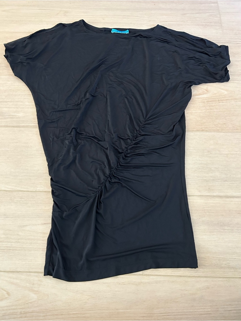 Alice + Olivia Short Black Ruched Dress